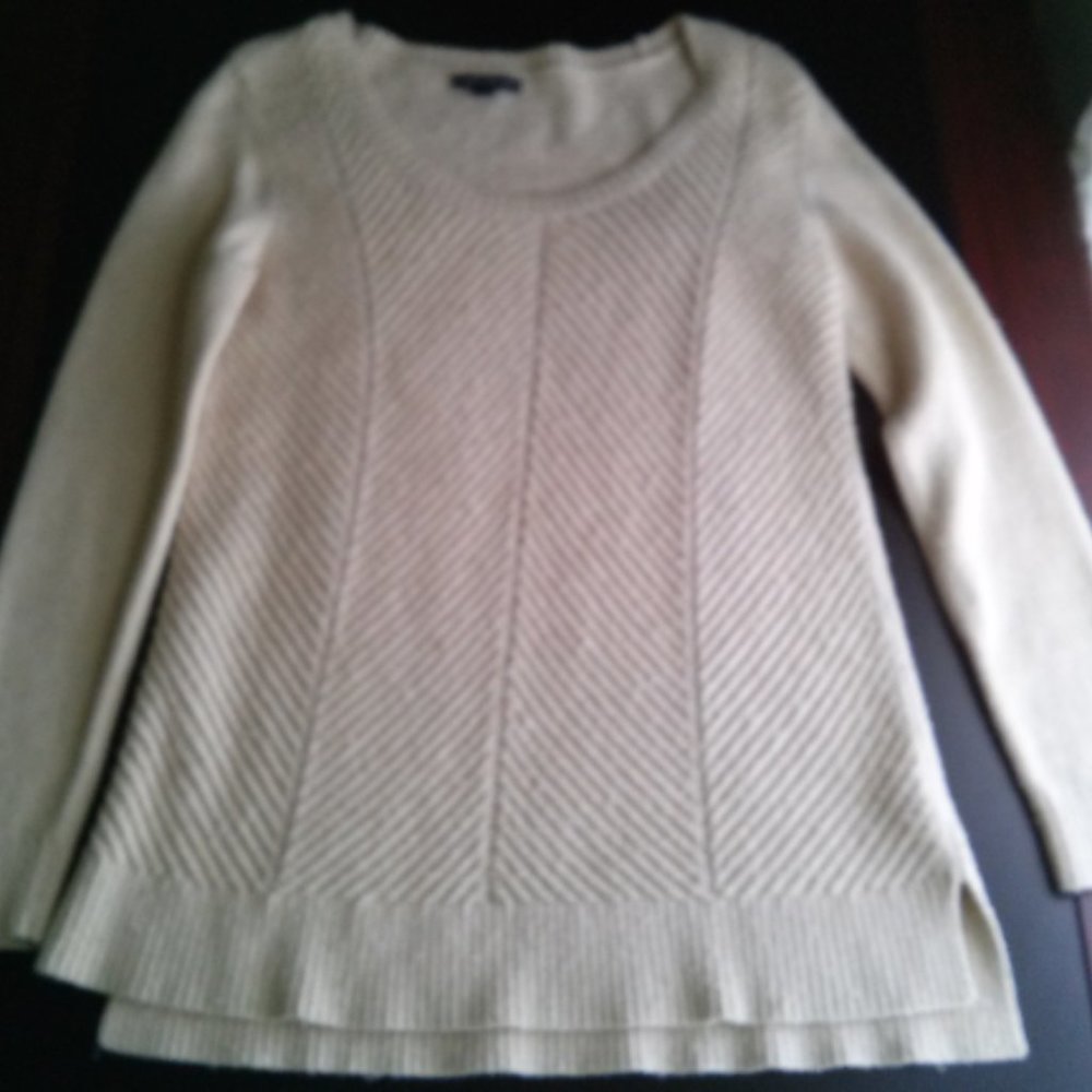 Women's Beige Long Sleeve Sweater, Medium